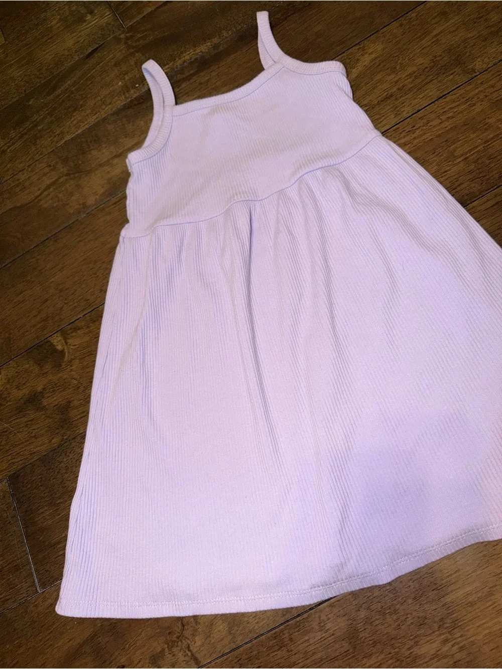 Girls Light Lavender Ribbed Tank Dress